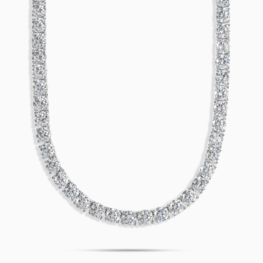 5mm Tennis Chain Necklace – Iced Out Round Stone Design, Gold or Silver