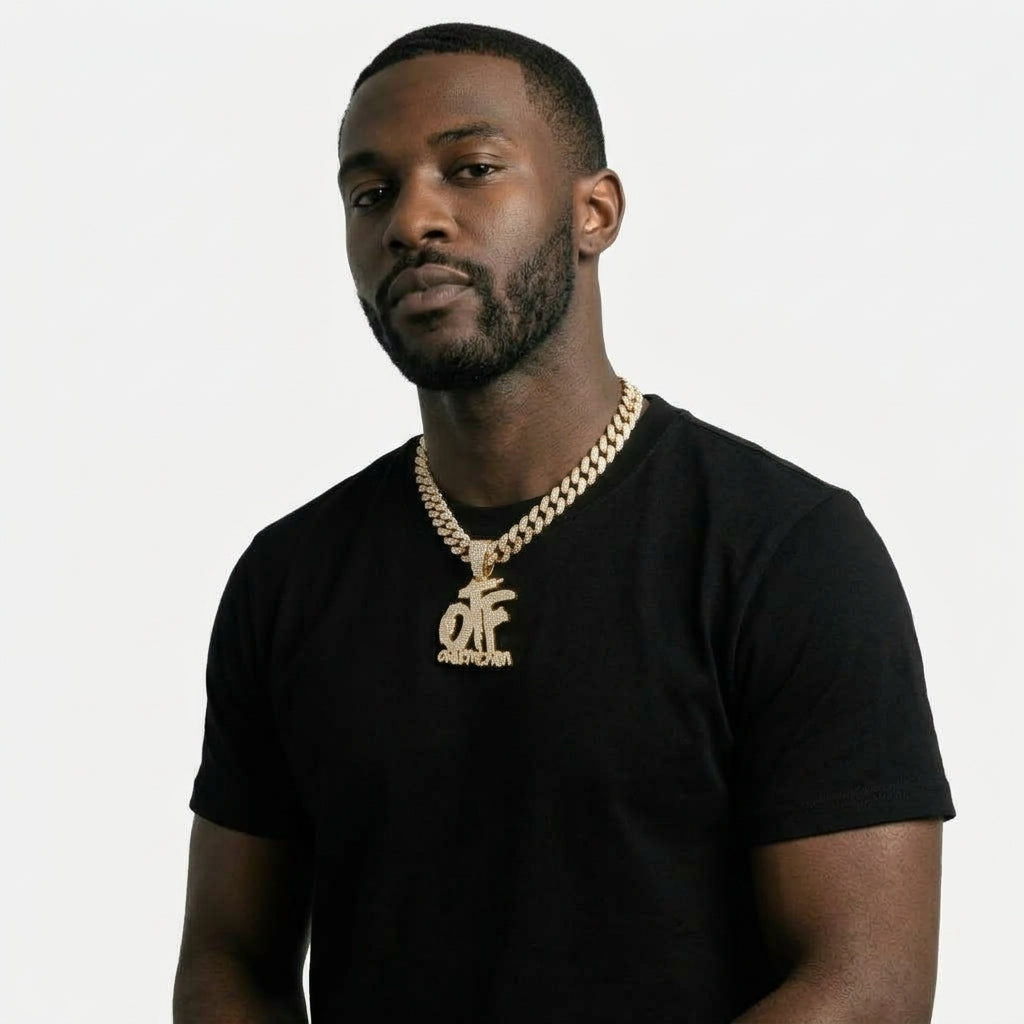 OTF Iced Out Cuban Link Chain Necklace – Only The Family Pendant, Gold or Silver