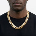 22mm Gold Cuban Link Chain Necklace – Polished Flat Interlocking Links