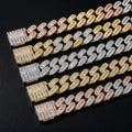 Iced Out Baguette Cuban Link Chain Necklace – Baguette-Stone Links with Pavé Borders & Box Clasp | Gold, Silver & Mixed-Metal Options