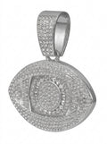 Iced Out Evil Eye Pendant – Almond-Shaped Eye with Square-Stone Iris Ring | Gold or Silver, Pendant Only