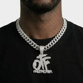 OTF Iced Out Cuban Link Chain Necklace – Only The Family Pendant, Gold or Silver