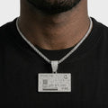 Iced Out Credit Card Pendant Necklace on Wheat Chain – Stone-Covered Bank Card Design | Silver or Gold