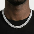 14mm Iced Out Prong-Set Cuban Link Chain Necklace, Gold or Silver