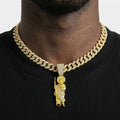 Iced Out San Judas St. Jude Pendant Necklace on Cuban Link Chain – Saint with Staff & Medallion, Religious Jewelry | Silver or Gold