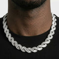 Iced Out Baguette Infinity Link Chain Necklace – Interlocking Figure-8 Links, Fully Stone-Set | Gold or Silver