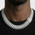 Iced Out Wave Link Chain Necklace – Stacked S-Curve Links with Baguette-Stone Box Clasp | Gold or Silver