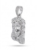 Iced Out Jesus Piece Pendant – Polished Face & Crown of Thorns, Stone-Set Hair & Beard, Religious Jewelry | Silver & Gold, Pendant Only