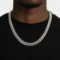 12mm Silver Cuban Link Chain Necklace – Polished Flat Interlocking Links