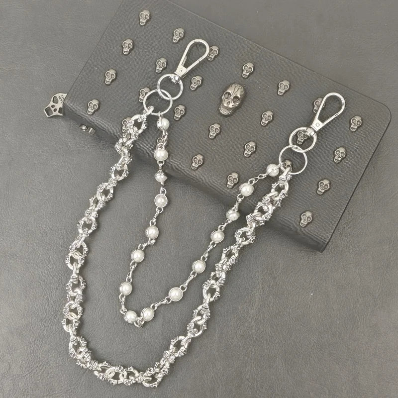 Retro Pearl Skull Pants Chain Fashionable Men And Women One's Waist Luxury Accessories Multifunctional Pearl Chain For Bag