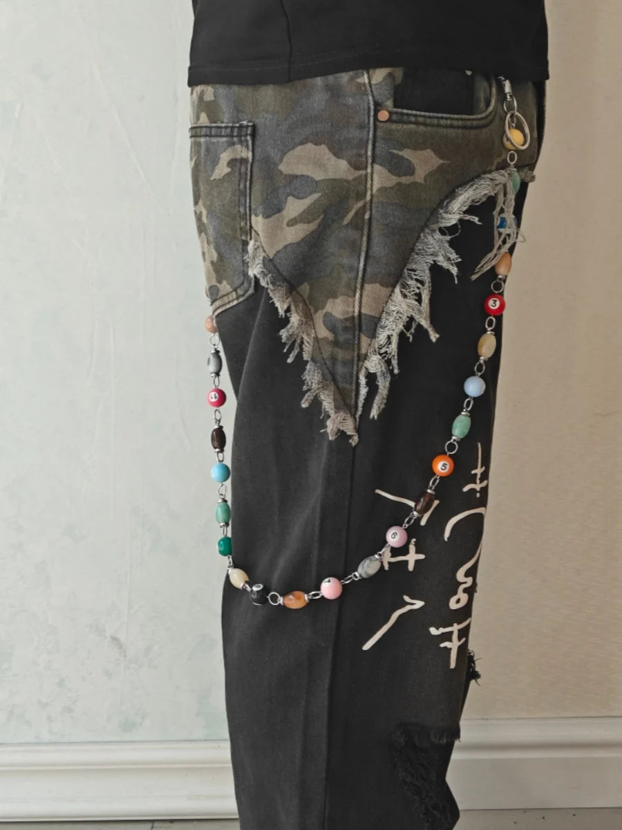 8‑Ball Billiards Jean Pant Chain, Convertible Single & Double Layer Wear, Punk Hip‑Hop Unisex Fashion Accessories, Festival Gift