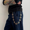 KunJoe Hip Hop Hollow Out Star Waist Belt Chain Keychain Jeans Accessory Men Women Punk Metal Hipster Pants Chain Male Jewelry