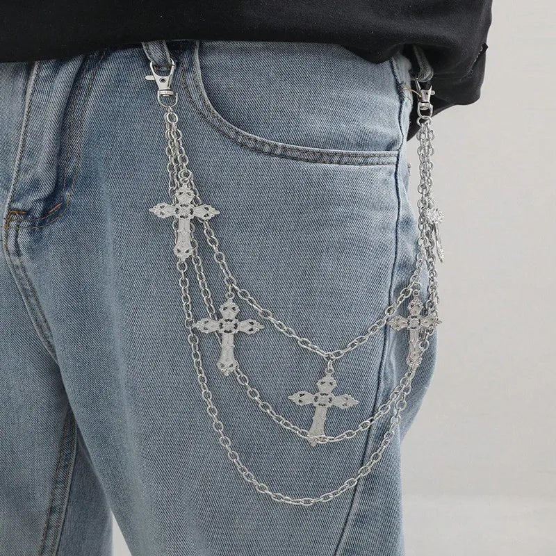 Punk Pants Chain Hip Hop Cross Charm Layered Jeans Chains Wallet  Rock for Women Men Halloween Jewelry Clothing Accessories