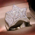 Hip Hop Five Star Rings Men's Gold Silver Color Iced Out Cubic Zirconia Jewelry Ring Gifts Couple Wedding Rings Women Jewelry