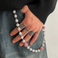 SHIXIN Hip Hop Colorful Rhinestone Round Ball Pants Chain Men Women Rock Layed Beads Jeans Waist Chain Unisex Y2K Street Jewelry