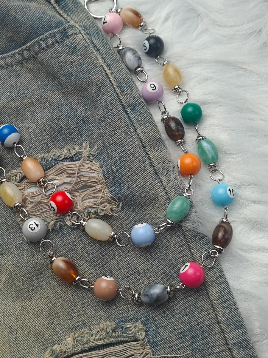 8‑Ball Billiards Jean Pant Chain, Convertible Single & Double Layer Wear, Punk Hip‑Hop Unisex Fashion Accessories, Festival Gift
