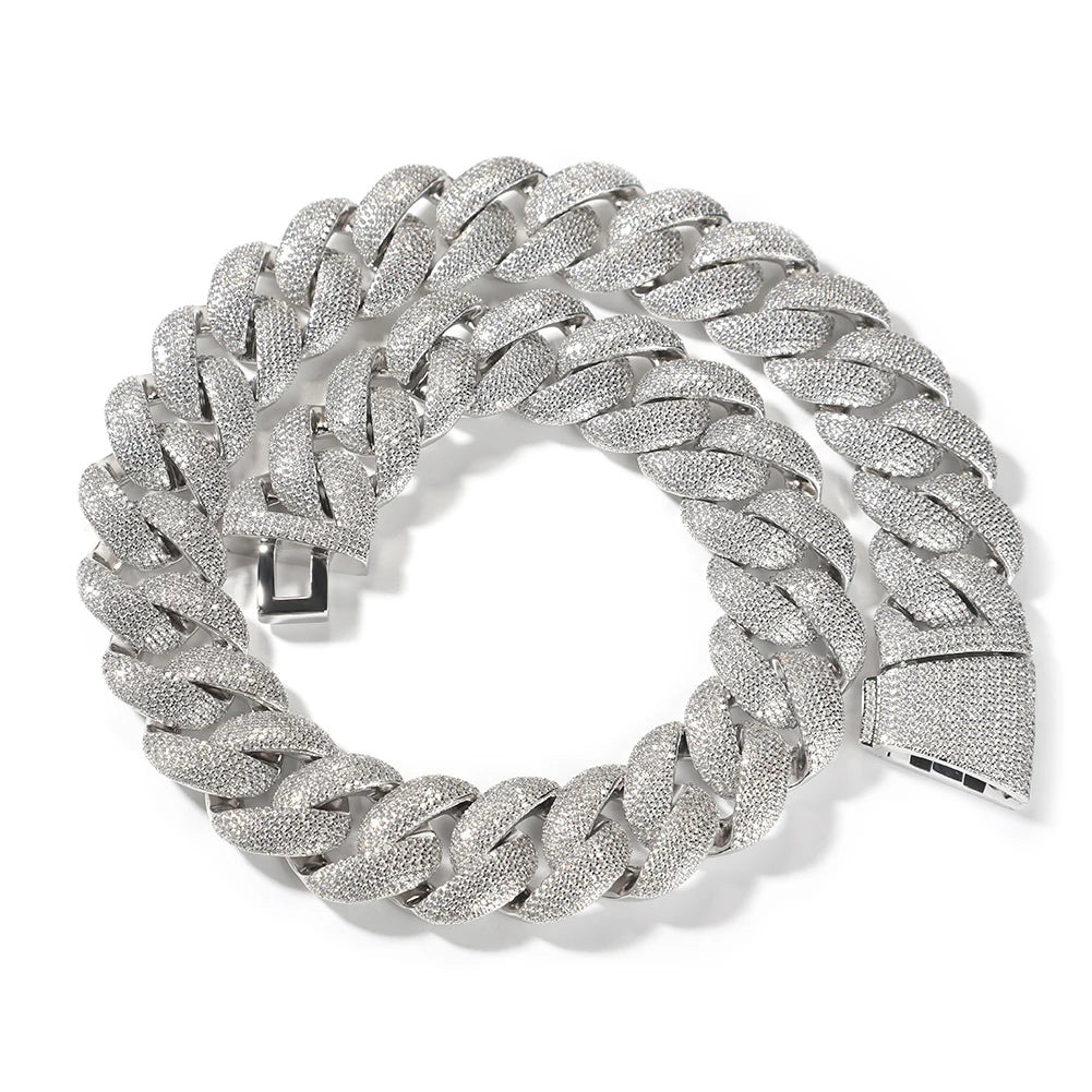 Iced Out Chunky Miami Cuban Link Chain Necklace – Wide Puffed Links, Fully Stone-Set | Gold or Silver