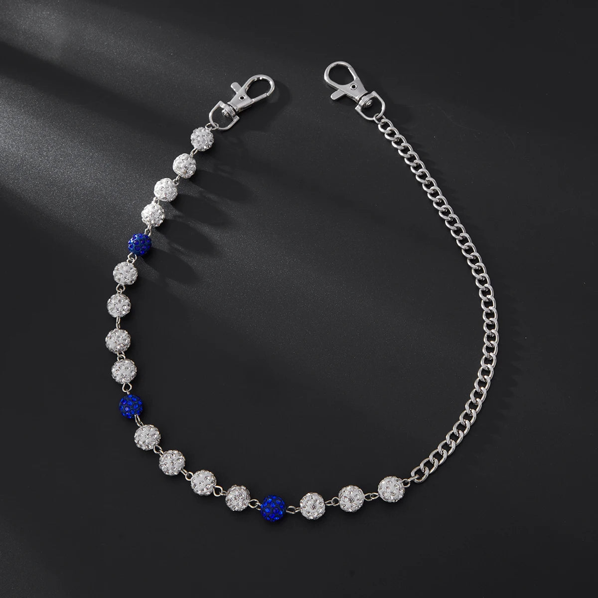 SHIXIN Hip Hop Colorful Rhinestone Round Ball Pants Chain Men Women Rock Layed Beads Jeans Waist Chain Unisex Y2K Street Jewelry