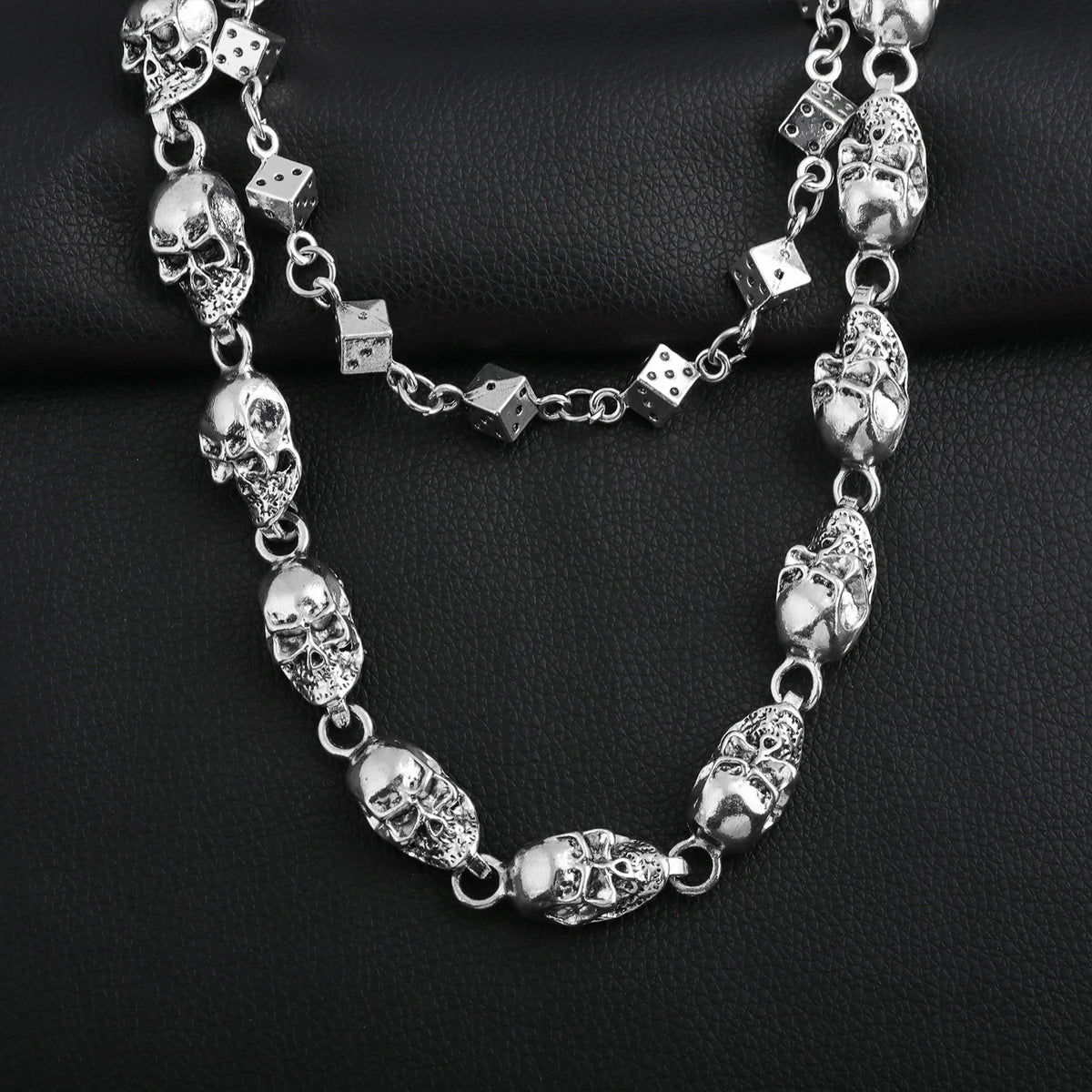 Skull Dice Double-Layer Jeans Chain Hip Hop Gothic Style Waist Chain Unisex Party Gift Bag Charm Cycling Accessory