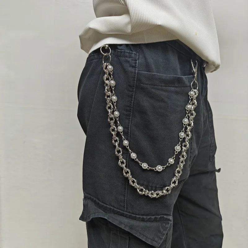 Retro Pearl Skull Pants Chain Fashionable Men And Women One's Waist Luxury Accessories Multifunctional Pearl Chain For Bag