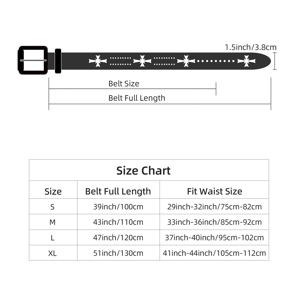 Black Y2K Punk Cross Belt – Faux Leather Strap with Antique Silver Cross Studs, Perforated Detailing & Roller Buckle