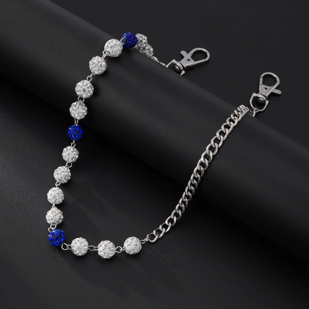 SHIXIN Hip Hop Colorful Rhinestone Round Ball Pants Chain Men Women Rock Layed Beads Jeans Waist Chain Unisex Y2K Street Jewelry