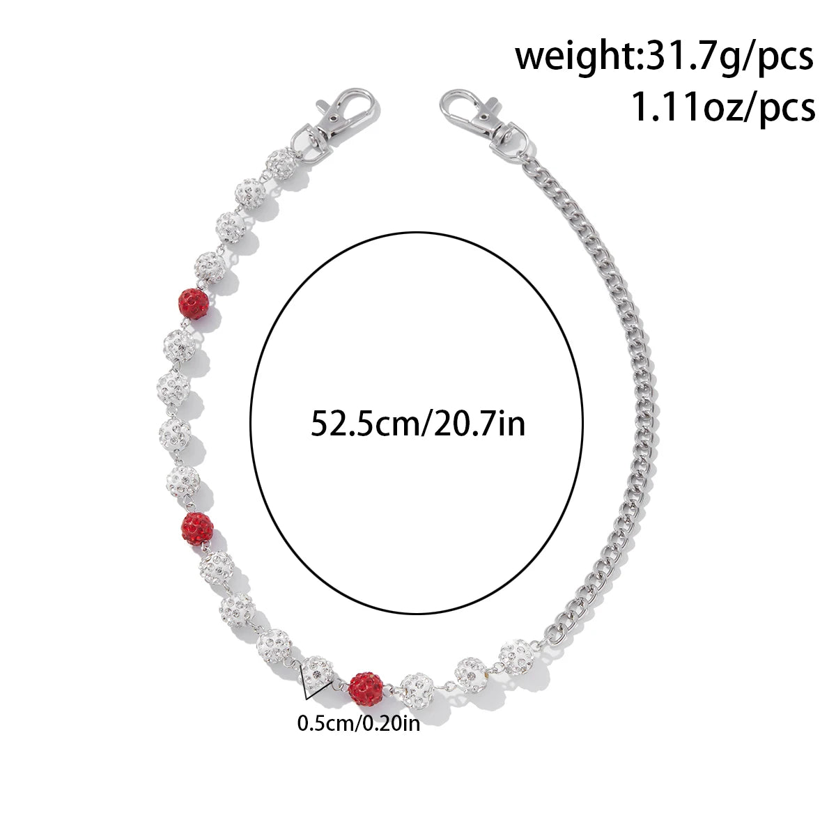 SHIXIN Hip Hop Colorful Rhinestone Round Ball Pants Chain Men Women Rock Layed Beads Jeans Waist Chain Unisex Y2K Street Jewelry