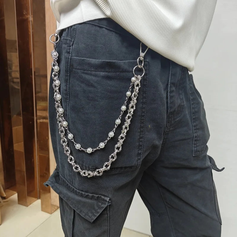 Retro Pearl Skull Pants Chain Fashionable Men And Women One's Waist Luxury Accessories Multifunctional Pearl Chain For Bag