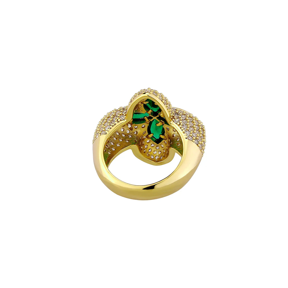 TOPGRILLZ 7-11 Size Iced Out Bling Charm Four Leaf Clover Ring Gold Silver Color Cubic Zirconia Flower Classic Ring For Gift