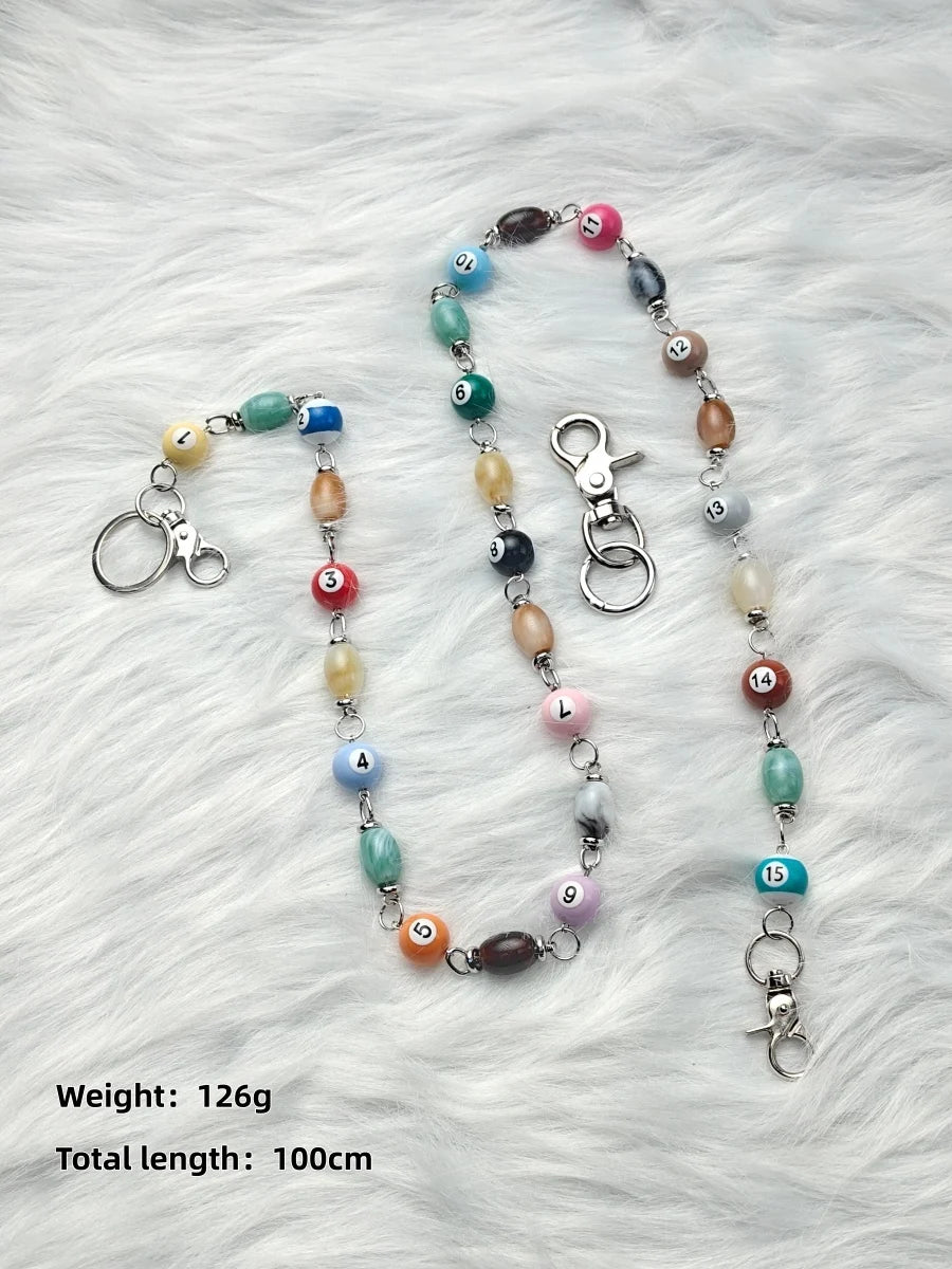 8‑Ball Billiards Jean Pant Chain, Convertible Single & Double Layer Wear, Punk Hip‑Hop Unisex Fashion Accessories, Festival Gift