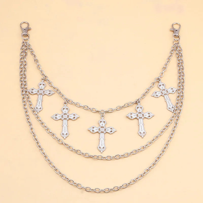 Punk Pants Chain Hip Hop Cross Charm Layered Jeans Chains Wallet  Rock for Women Men Halloween Jewelry Clothing Accessories