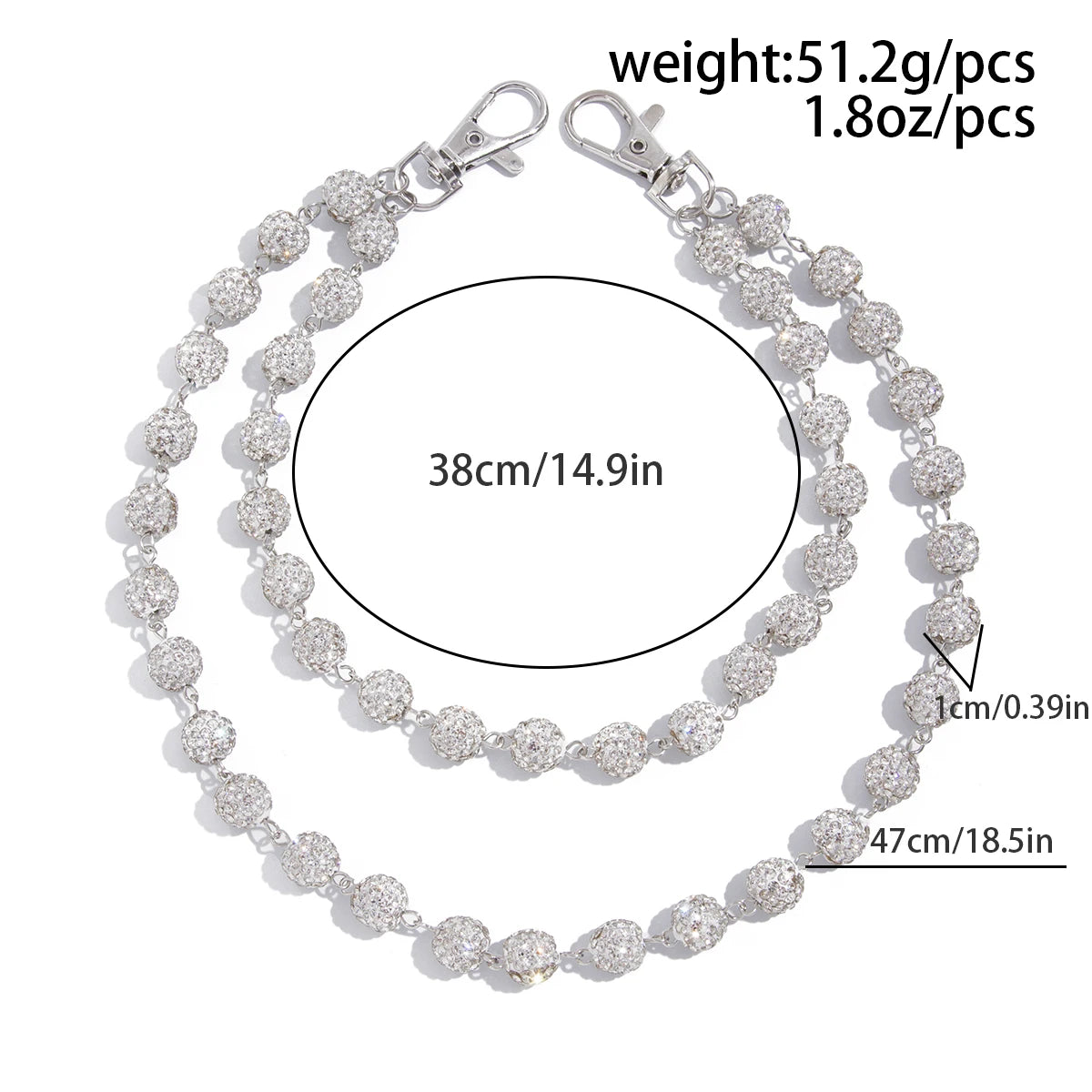 Ingemark Harajuku Street Rhinestone Keychain Wallet Belt Chain for Men Hip Hop Trousers Hipster Pant Jeans Chain Rock Jewelry