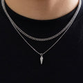 Layered Necklace Set – Curb Chain & Spike Pendant Snake Chain, Gold or Silver