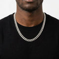 14mm Silver Cuban Link Chain Necklace – Polished Flat Interlocking Links